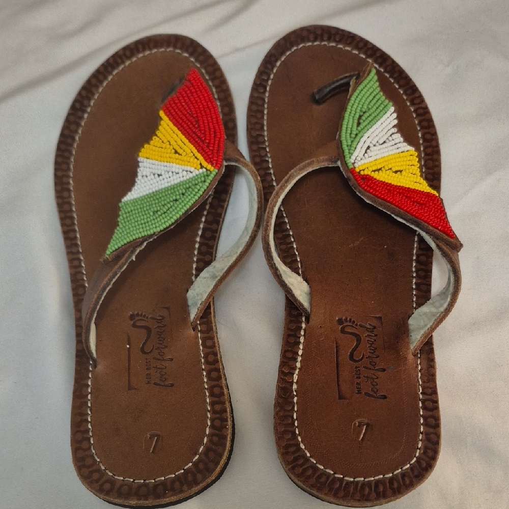 African Beaded Sandels Her Best Foot Forward Size 7